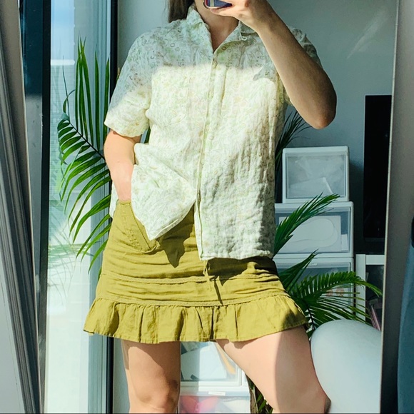 Athleta Linen Military Camo Green Ruffle Skirt - Picture 4 of 5